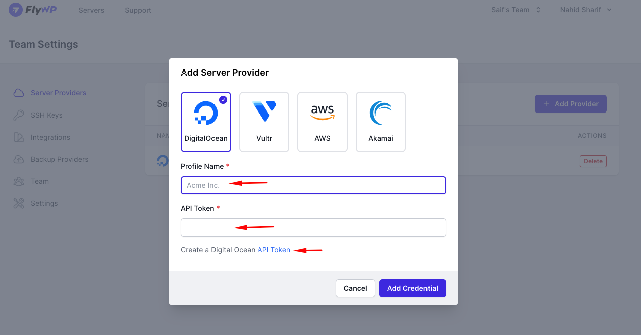 Adding information in the server providers