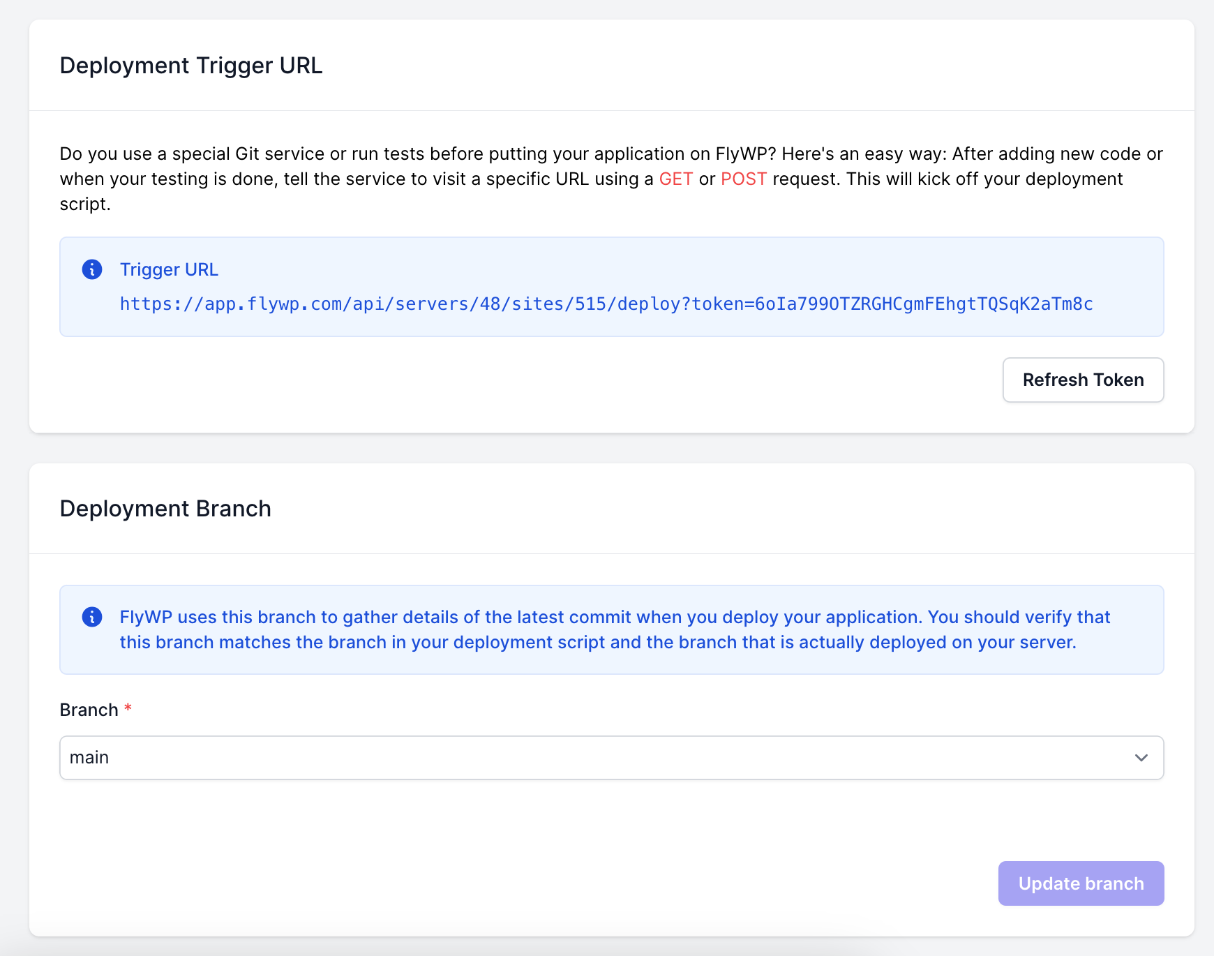 Deployment Trigger Url Branch